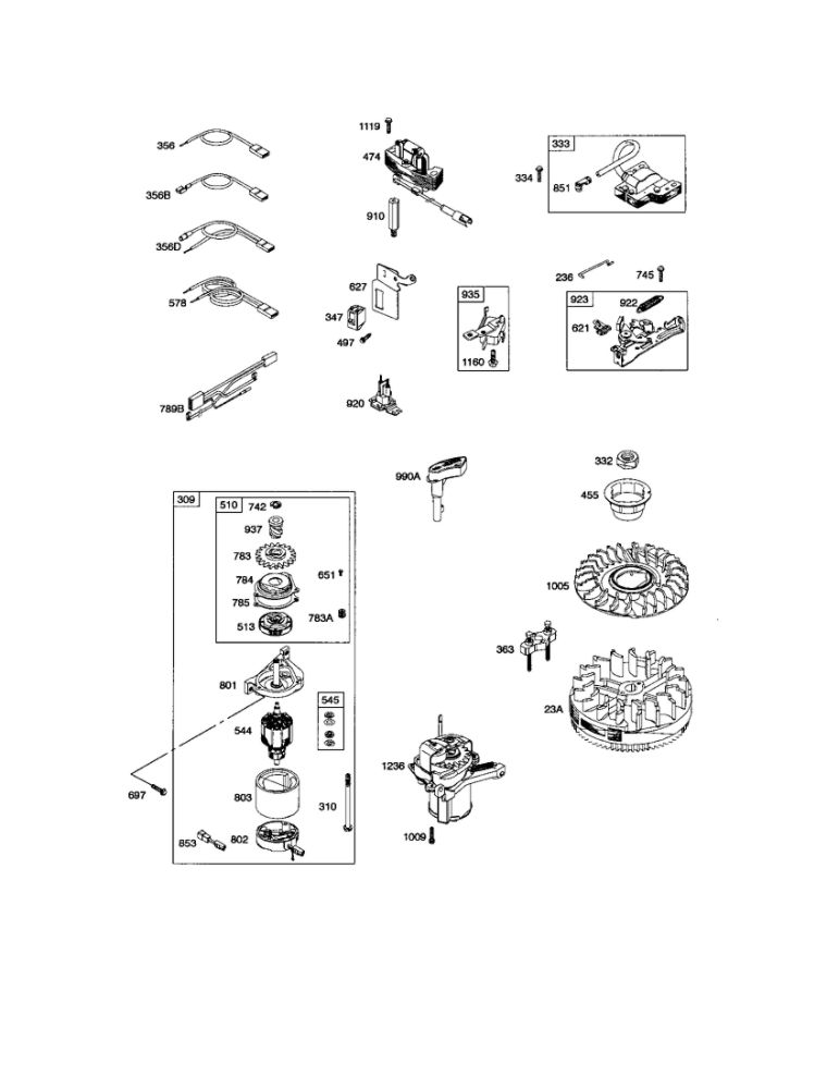 Motor Starter/Brake/Flywheel Diagram and Parts List for 122K00 0006-3113 Briggs and Stratton Engine
